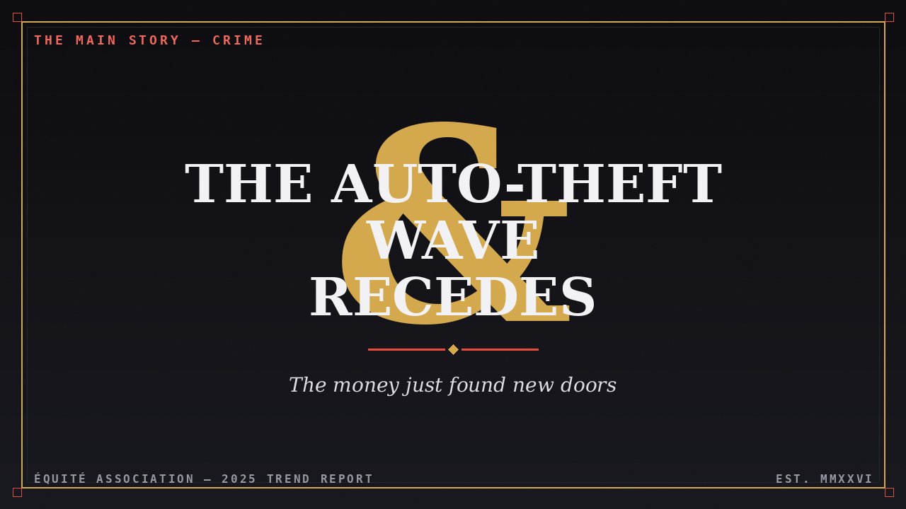 The Great Auto-Theft Wave Recedes — But the Money Finds New Doors